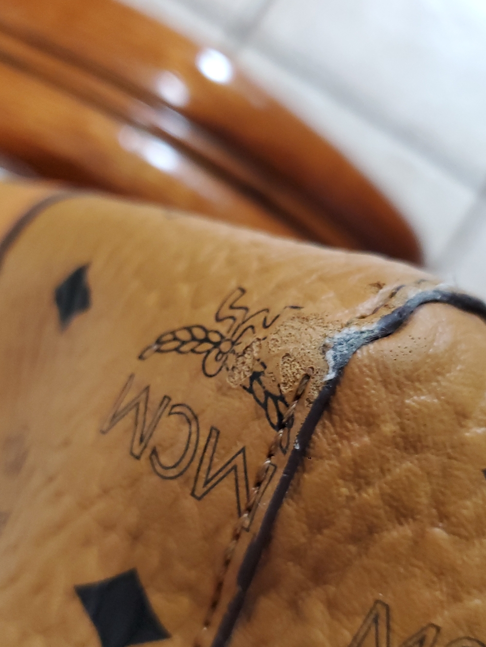 MCM Cognac Visetos Logo Tote Bag - Picture 14 of 14